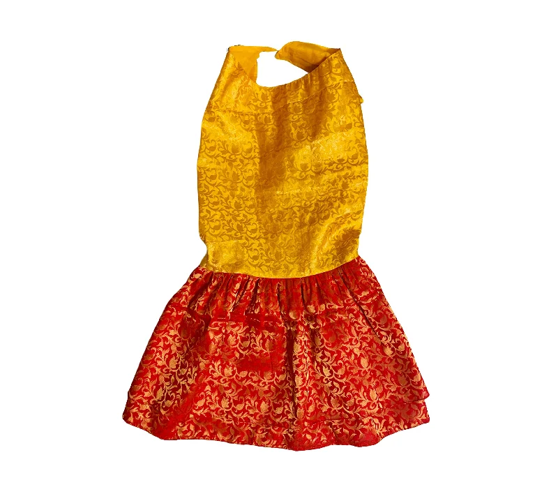 - Winter warm clothes for short-haired dogsDog Clothes: Indian Wear Anarkali Dress for Dogs (Yellow and Red) - Winter warm clothes for short-haired dogsDog Clothes: Indian Wear Anarkali Dress for Dogs (Yellow and Red)