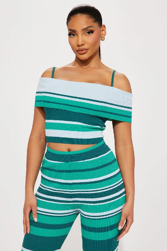 Amari Striped Pant Set - Teal/combo