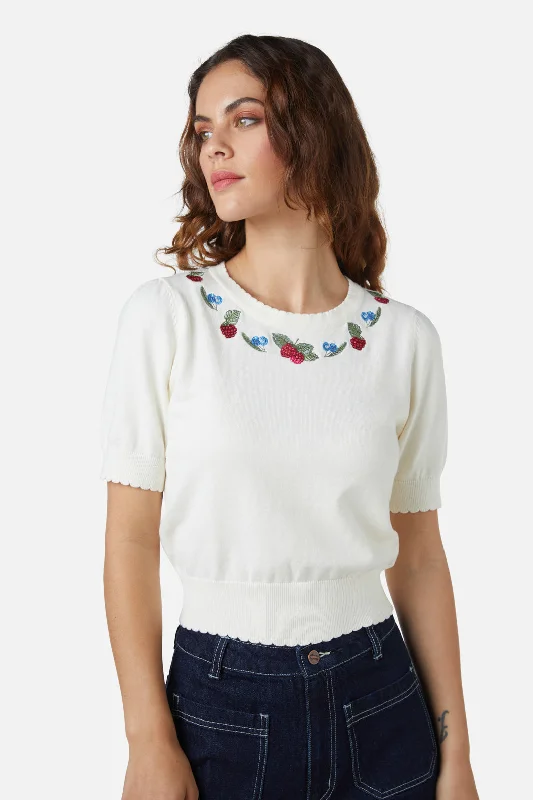 Berry Sweet Embroidered Knit Top