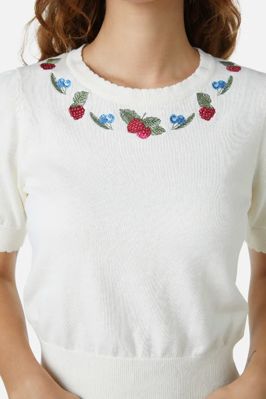 Berry Sweet Embroidered Knit Top