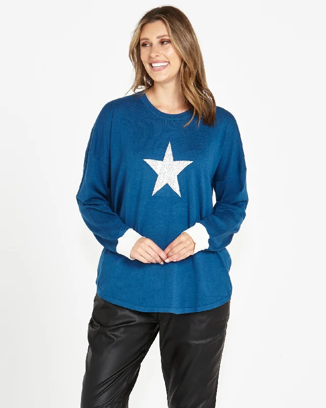 Betty Basics Sophie Knit Jumper Dark Teal Star