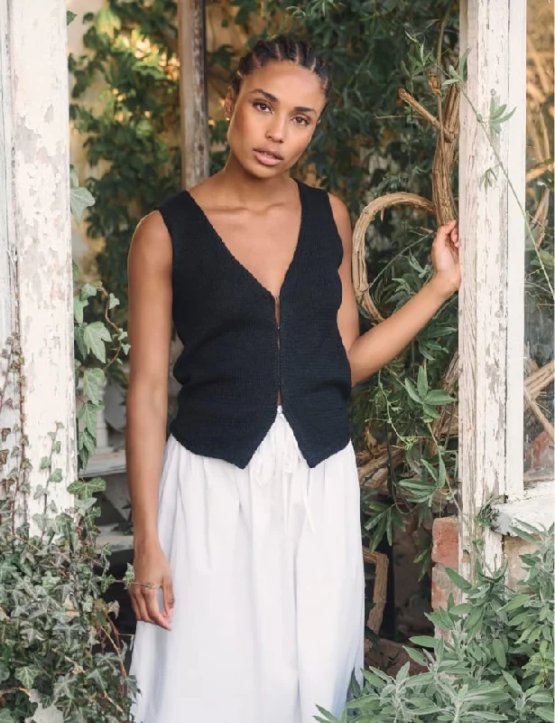 Black Knitted Linen-blend Waistcoat