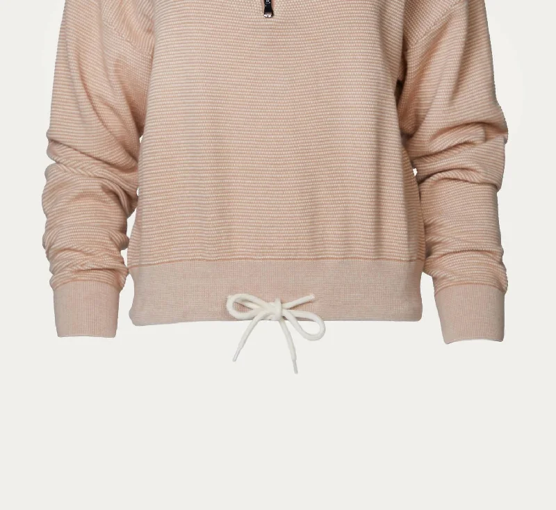 Buckingham Knit Half Zip In Praline Ivory