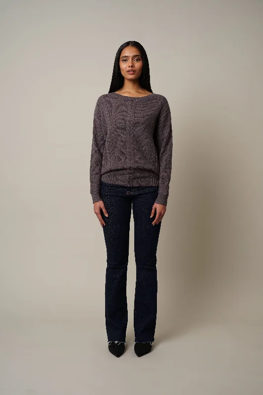 Cable Knit Drop Shoulder Pullover