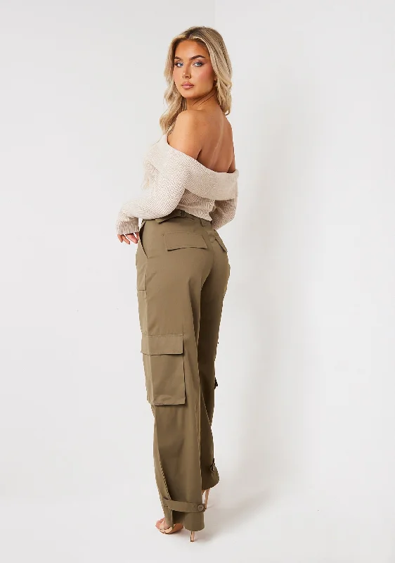 Callie Oatmeal Fold Over Knitted Crop Top