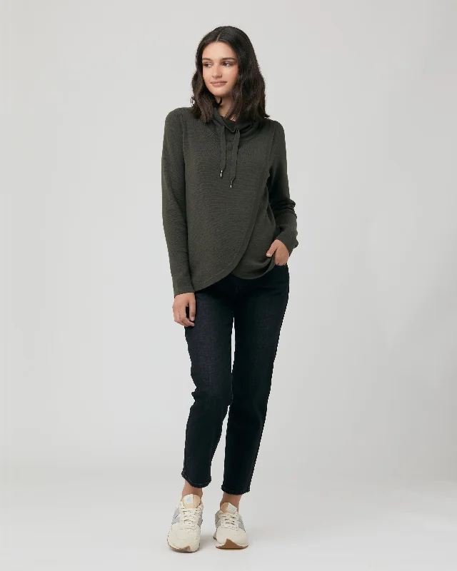 Cassie Cross Over Nursing Knit Khaki