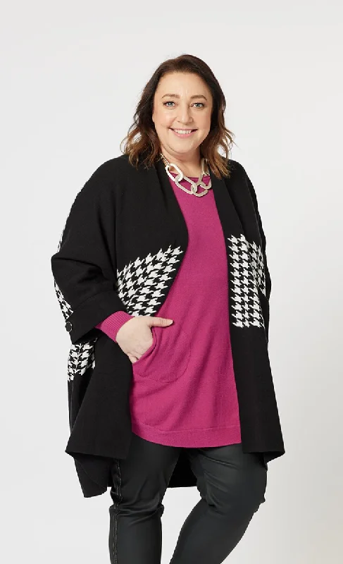 Clarity Houndstooth Trim Knit Black