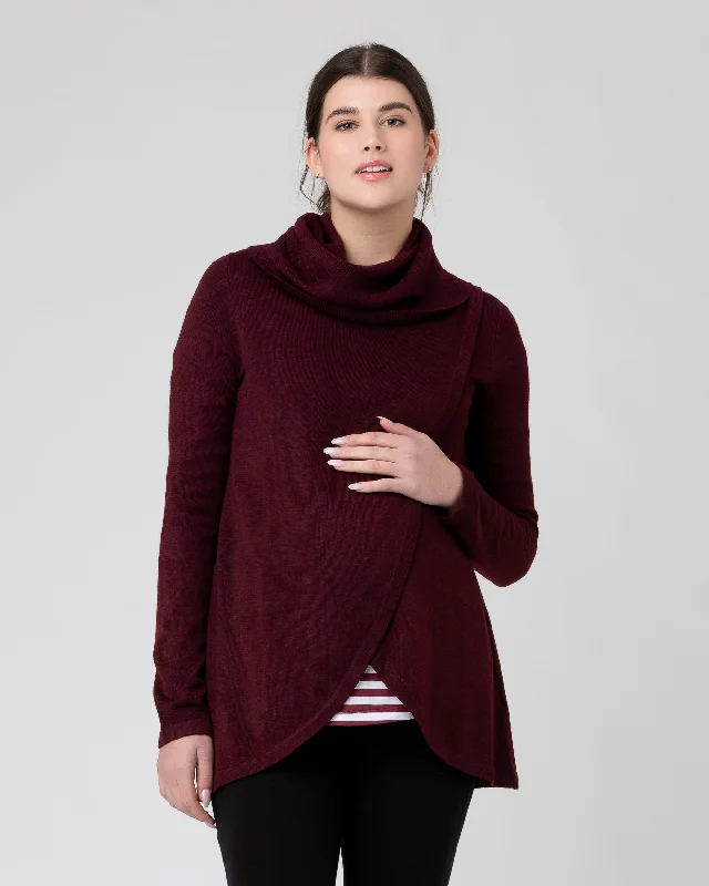 Cowl Neck Nursing Knit  Maroon