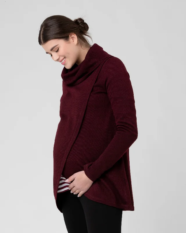 Cowl Neck Nursing Knit  Maroon