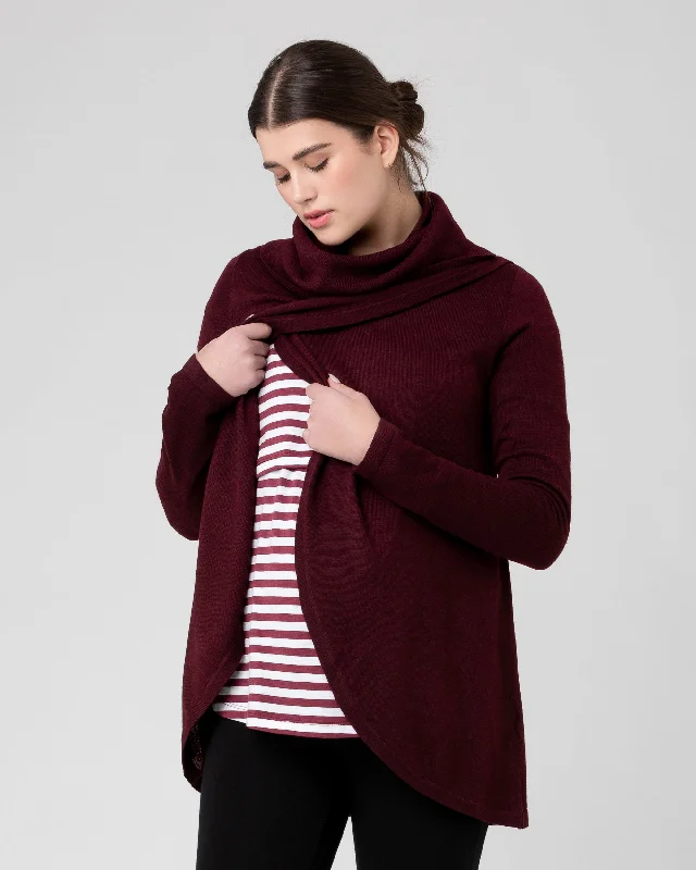 Cowl Neck Nursing Knit  Maroon