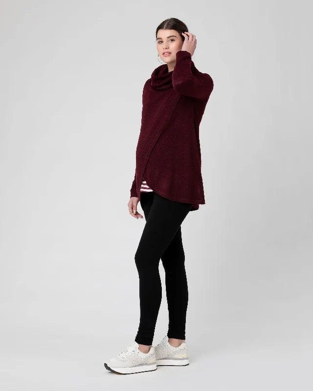 Cowl Neck Nursing Knit  Maroon