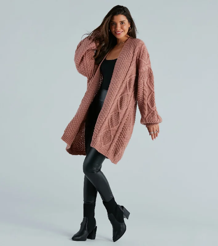 Coziest Cutie Oversized Cable Knit Cardigan