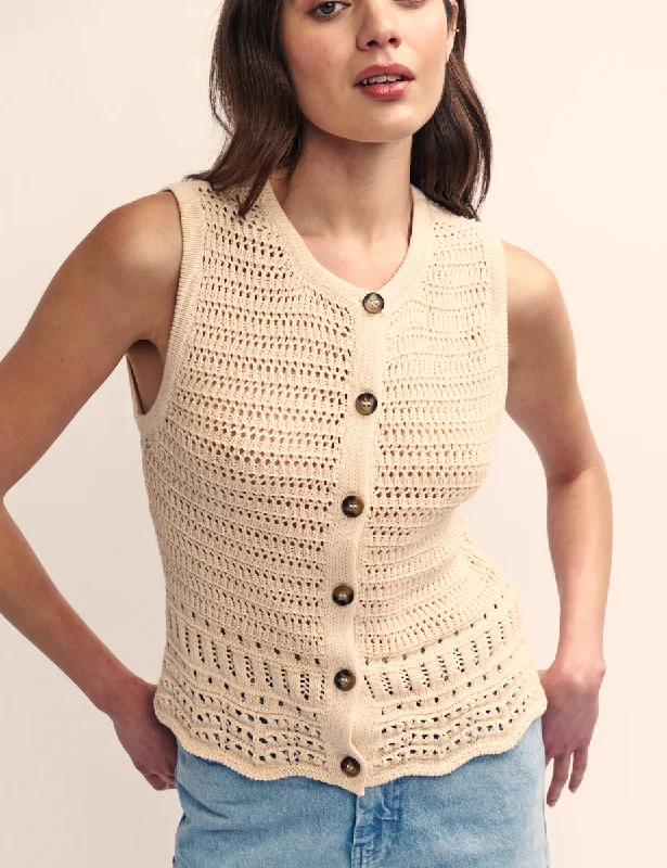 Cream Mock Crochet Waistcoat