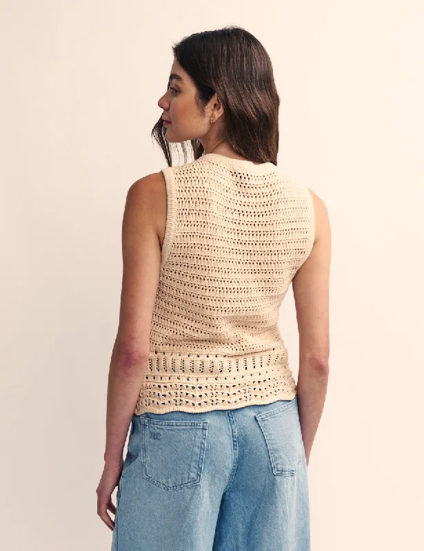 Cream Mock Crochet Waistcoat