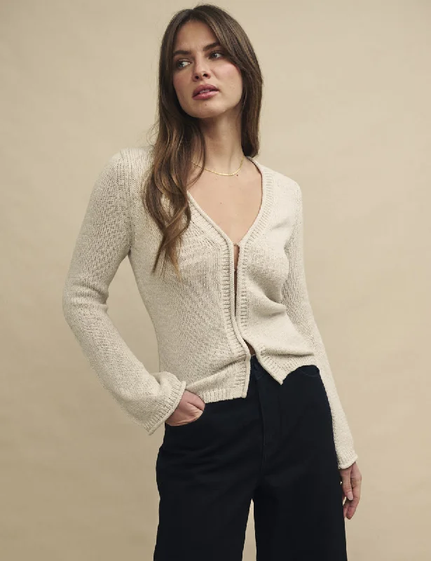 Cream Hook & Eye Fasten Knitted Cardigan