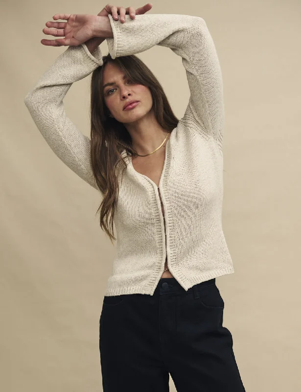 Cream Hook & Eye Fasten Knitted Cardigan