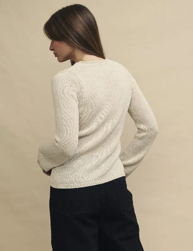 Cream Hook & Eye Fasten Knitted Cardigan