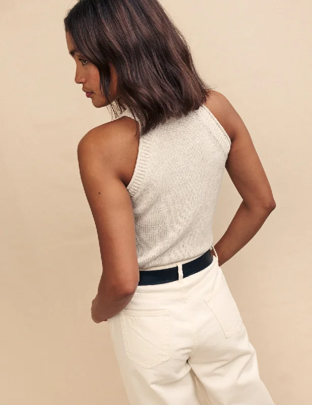 Cream Knitted Halter Neck Top