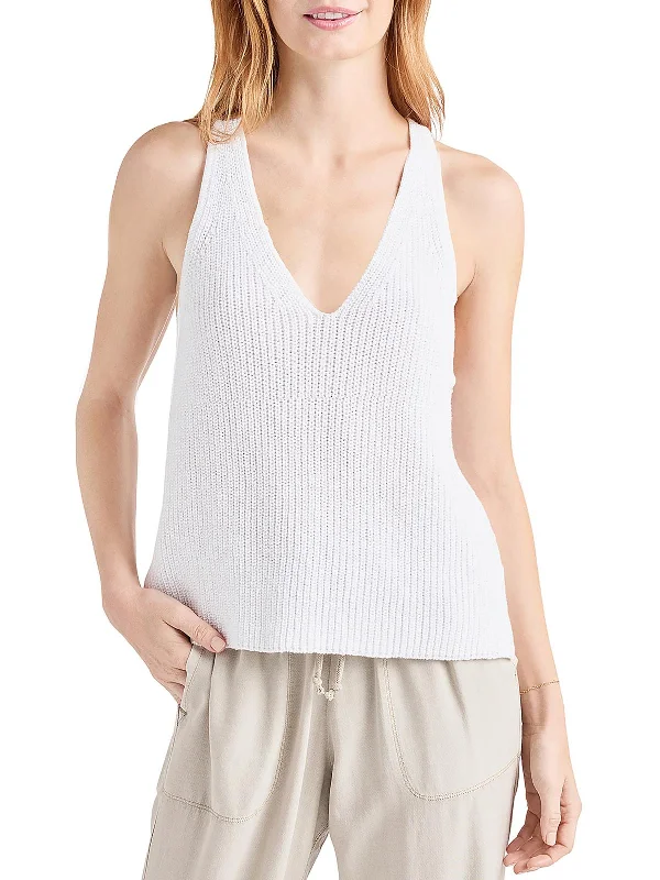 Deirdre Womens Knit V-Neck Tank Top Sweater