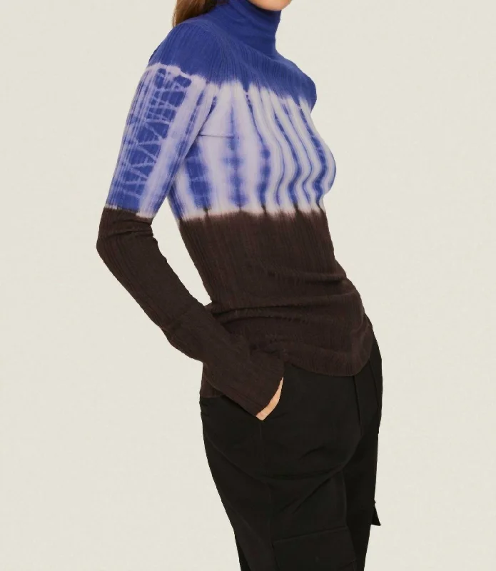 Dip Dye Turtleneck In Blue