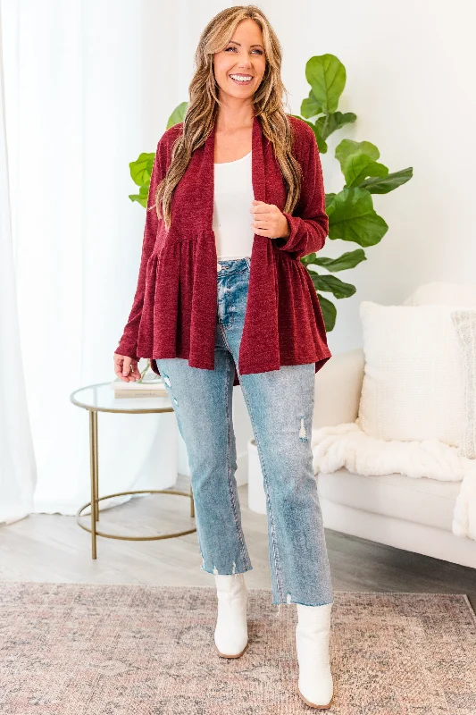 Fireside Comfort Cardigan, Burgundy