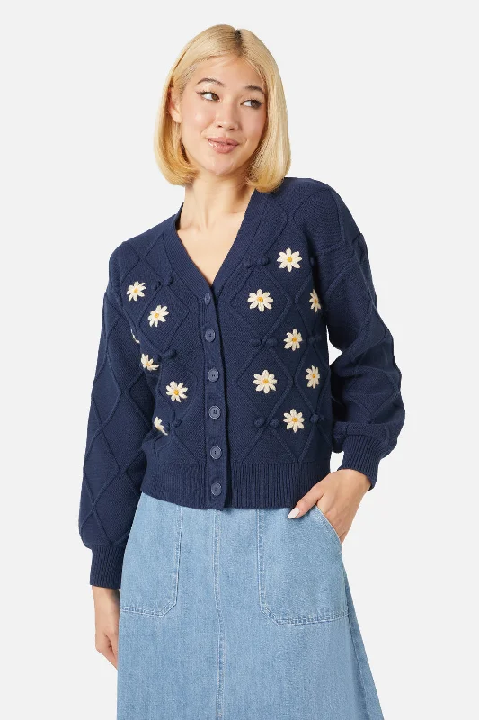 Flannel Flower Embroidered Cardi