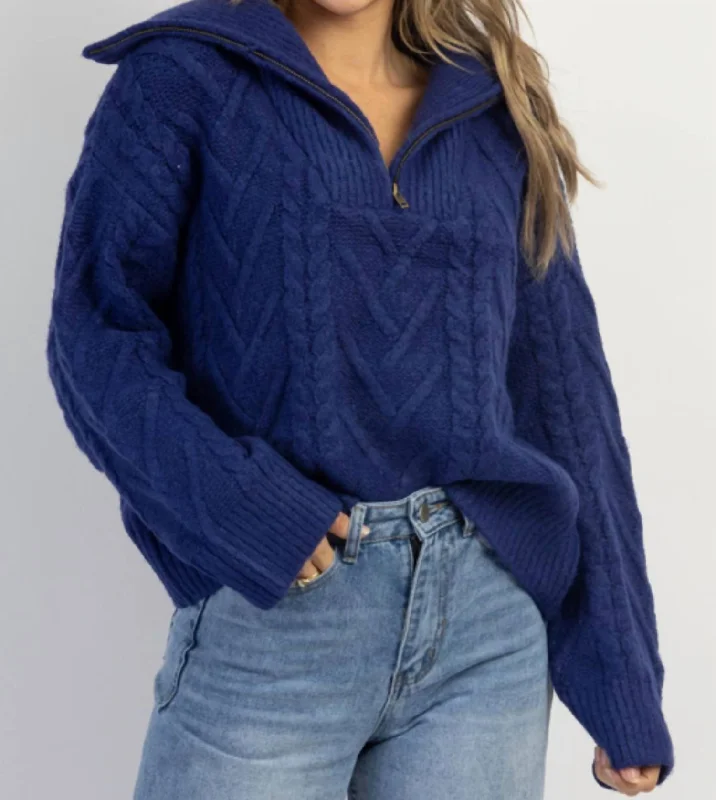 Franco Half Zip Sweater In Cobalt Blue