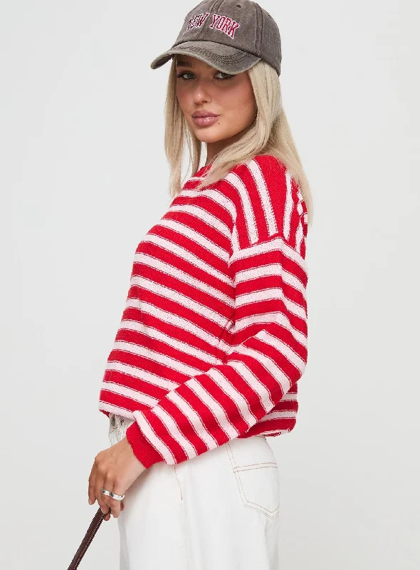 Freeze Knit Sweater Red