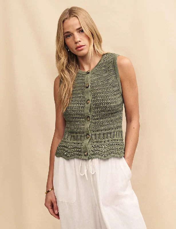 Green Mock Crochet Waistcoat