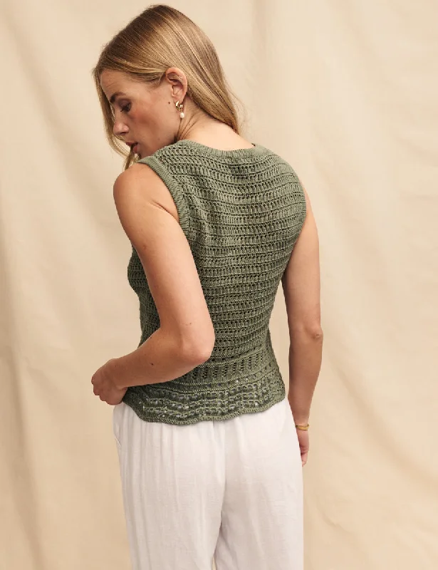 Green Mock Crochet Waistcoat