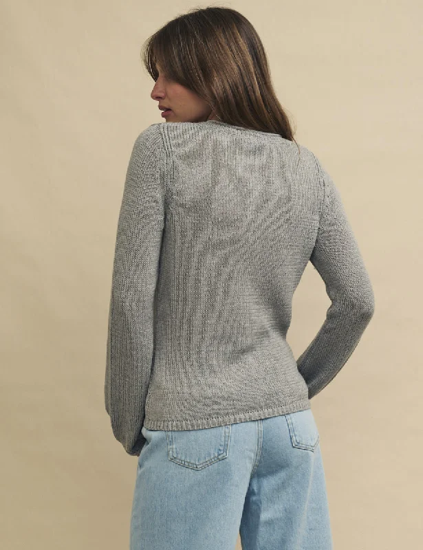 Grey Hook & Eye Fasten Knitted Cardigan