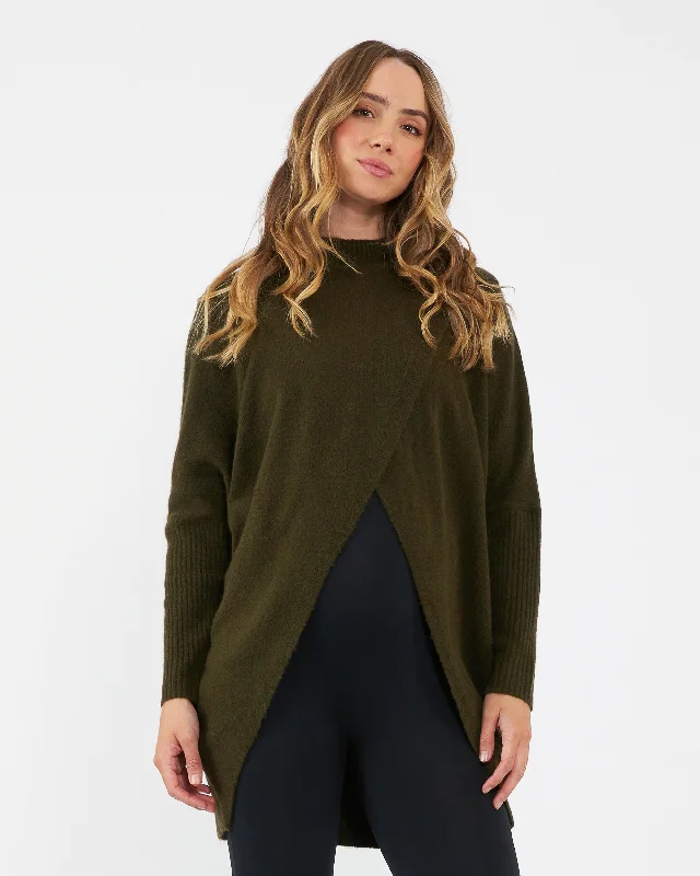 Hallie Cross Over Knit Khaki