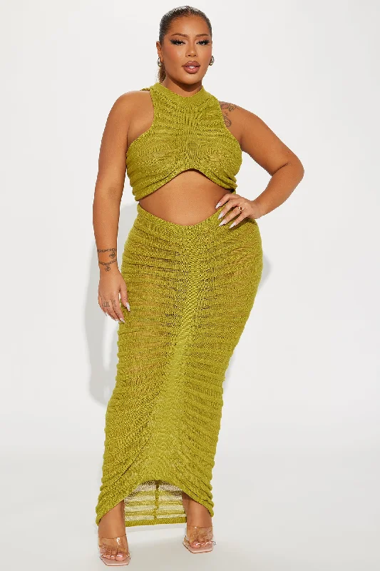 Key West Sheer Maxi Skirt Set - Olive