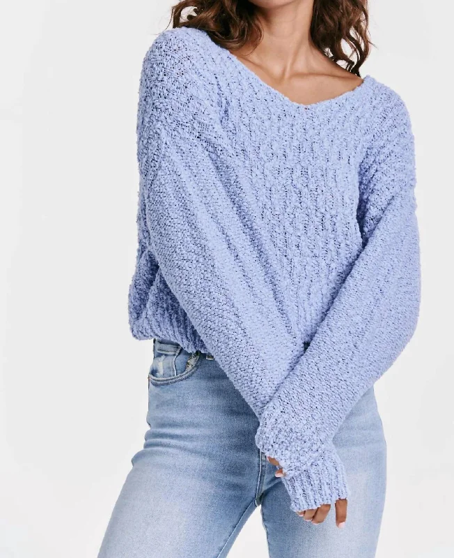 Lexi Drop Shoulder Sweater In Blue