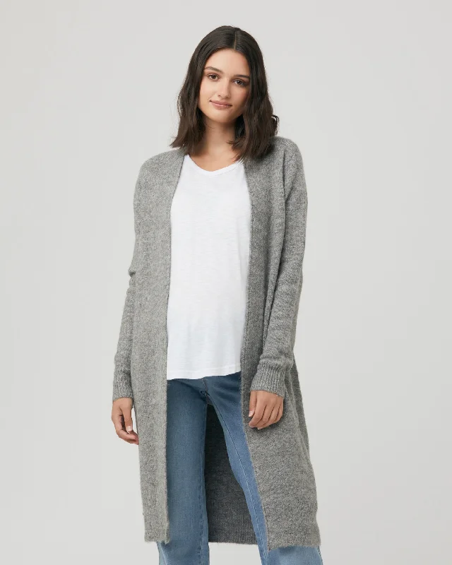 Linda Longline Knit Cardigan Charcoal Marle