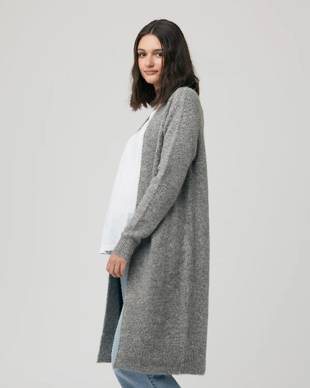 Linda Longline Knit Cardigan Charcoal Marle