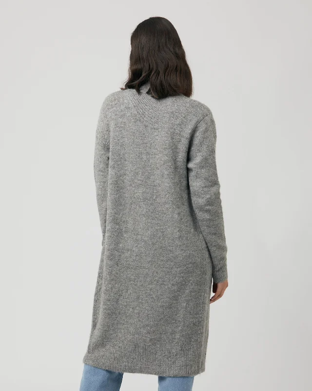 Linda Longline Knit Cardigan Charcoal Marle