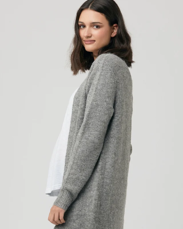 Linda Longline Knit Cardigan Charcoal Marle