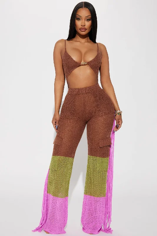 Linked Up Sweater Pant Set - Brown Combo