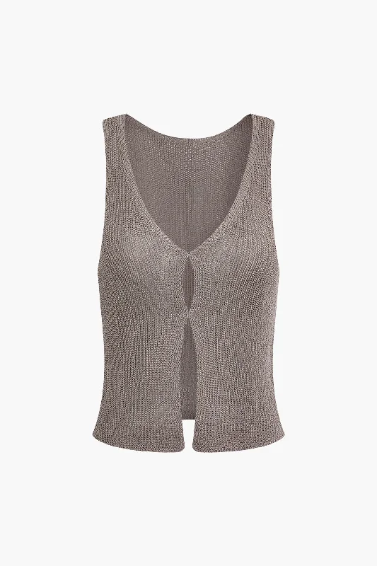 Solid Knit Cut Out Tank Top