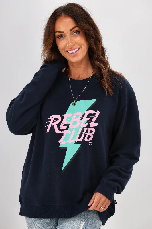 Rebel Club By Shine On Bolt Crew Neck Sweat Navy