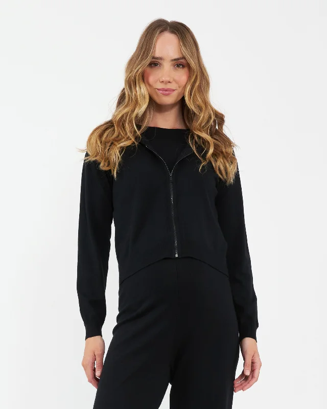 Reese Nursing Knit Hoodie Black