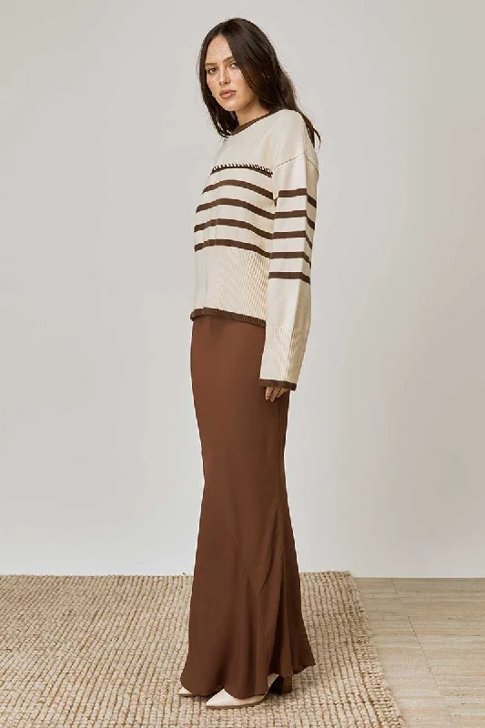 Rhythm Oatmeal Coffee Stripe Knit