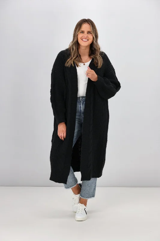 Sass Belinda Chunky Cable Cardi Black