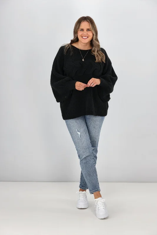 Sass Belinda Chunky Cable Knit Black