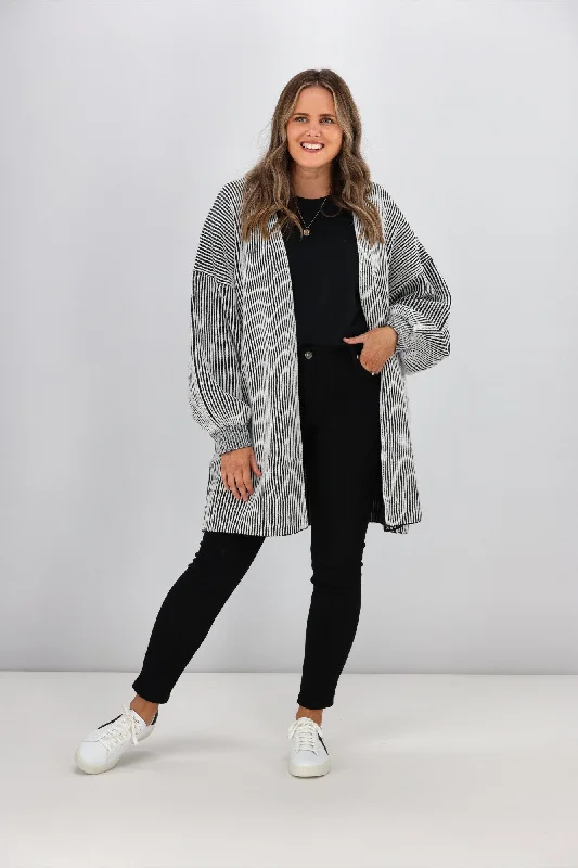 Sass Lisette Chunky Rib Cardi Black White