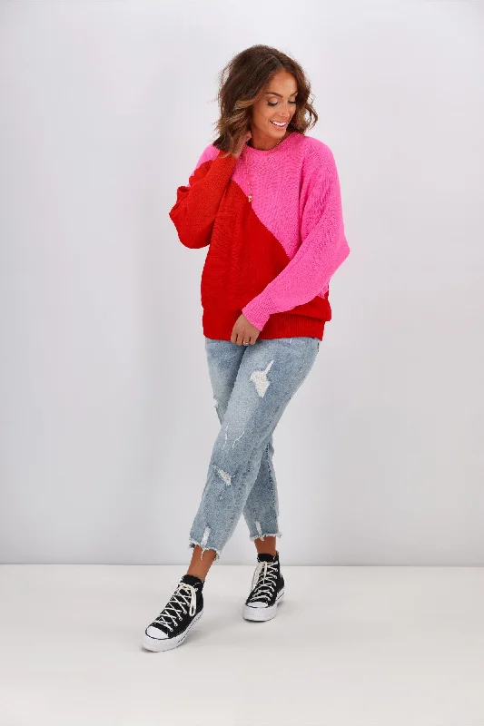 Shine On Label Elysia Pink Red Jumper