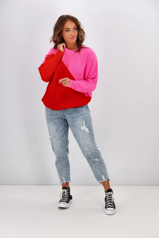 Shine On Label Elysia Pink Red Jumper