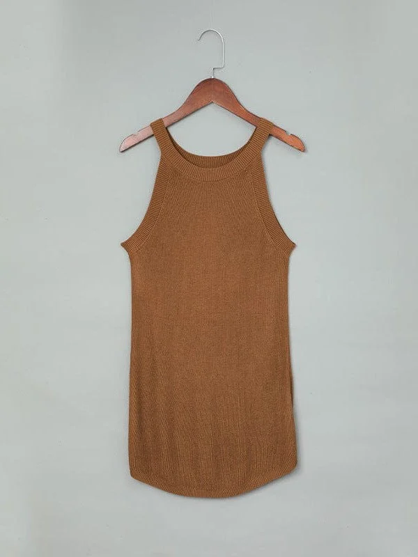 Women's Knitted Slim Fit Vest with Shoulder Straps in Various Colors