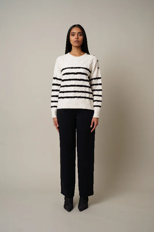 Striped Cable Knit Pullover